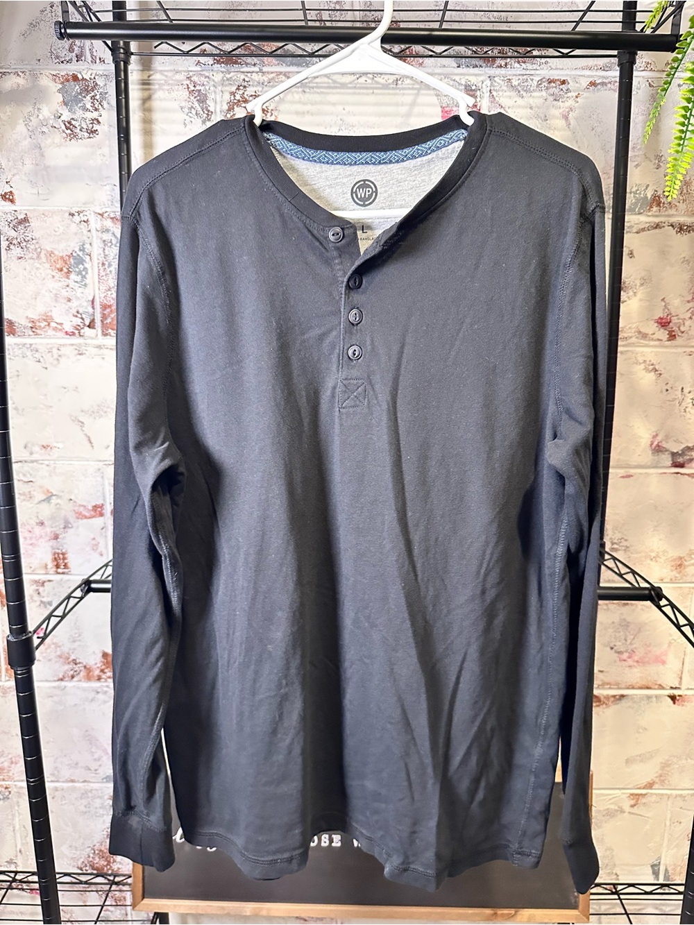 Weatherproof Black Long Sleeve Henley Shirt